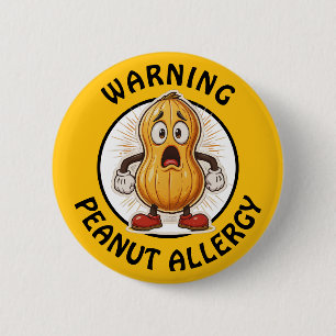 Waarschuwing Pinda Allergie Alert   Ronde Button 5,7 Cm