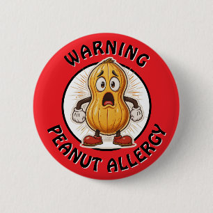 Waarschuwing Pinda Allergie Alert   Ronde Button 5,7 Cm