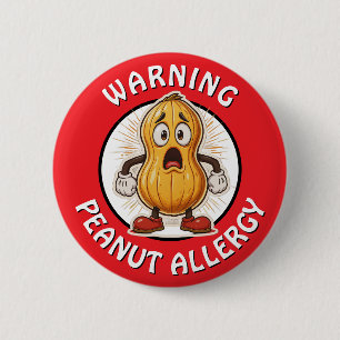 Waarschuwing Pinda Allergie Alert   Ronde Button 5,7 Cm