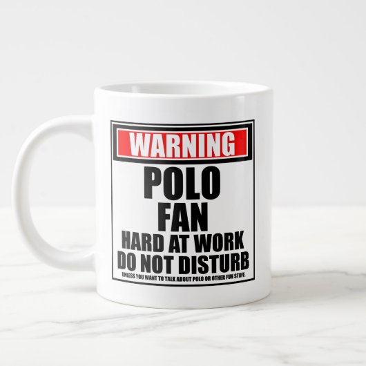 Waarschuwing Polo-ventilator hard op het werk stoo Extra Grote Beker (Links)