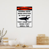 Waarschuwing poolhaai poster (Keuken)