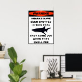 Waarschuwing poolhaai poster (Thuiskantoor)