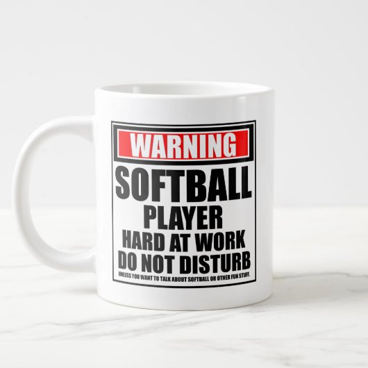 Waarschuwing Softball Player hard op het werk Extra Grote Beker (Links)