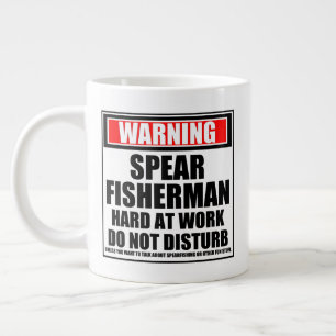 Waarschuwing Spear Fisherman Hard At Work Extra Grote Beker