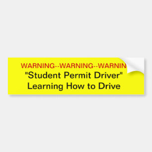 Waarschuwing Student autormit driver Bumpersticker