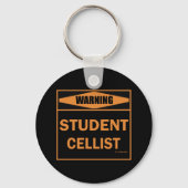 Waarschuwing! Student Cellist. Sleutelhanger (Achterkant)