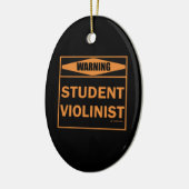 Waarschuwing! Student Violinist! Keramisch Ornament (Links)