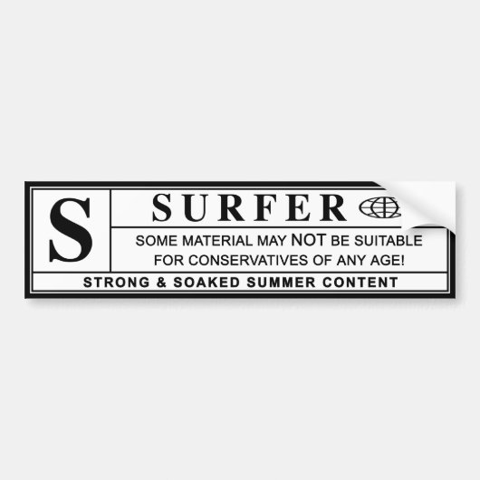waarschuwing surfer bumpersticker (Voorkant)