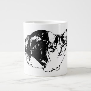 Waarschuwing Tabby Cat Ink Portrait Mok