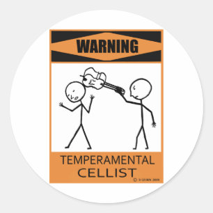 Waarschuwing Temperamental Cellist Ronde Sticker