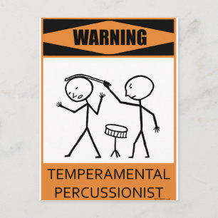 Waarschuwing Temperamental Percussionist Briefkaart
