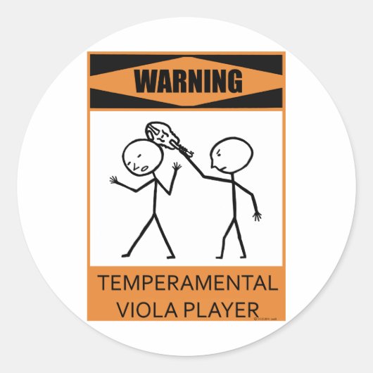 Waarschuwing Temperamental Viola Player Ronde Sticker (Voorkant)