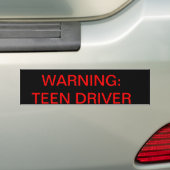 Waarschuwing: tienerstuurprogramma bumpersticker (Op auto)