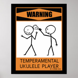 Waarschuwing Tijdelijk Ukulele Player-Poster Poster