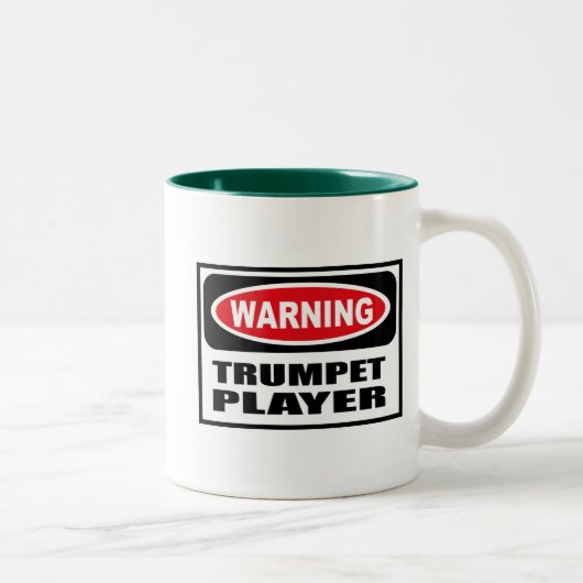 Waarschuwing TRUMPET PLAYER-Mok Tweekleurige Koffiemok (Rechts)