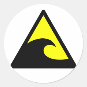 Waarschuwing Tsunami Wave Sign Ronde Sticker