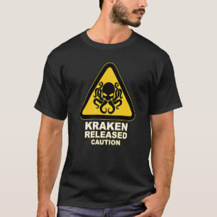 Waarschuwing van Cthulhu Caution Kraken vrijgegeve T-shirt
