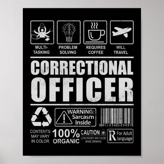 Waarschuwing van de correctieambtenaar met dun zil poster (Voorkant)