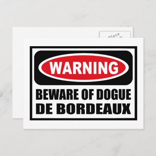 WAARSCHUWING VAN HET Briefkaart DOGUE DE BORDEAUX (Voorkant / Achterkant)