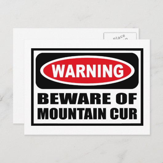 WAARSCHUWING VAN HET Briefkaart MOUNTAIN CUR (Voorkant / Achterkant)