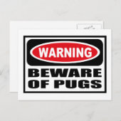 WAARSCHUWING VAN HET Briefkaart PUGS (Voorkant / Achterkant)