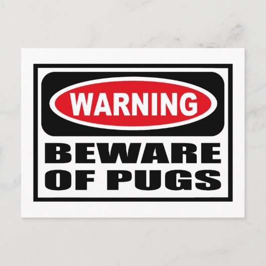 WAARSCHUWING VAN HET Briefkaart PUGS (Voorkant)
