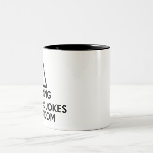 Waarschuwing: vertelt pap Jokes bij Random Tweekleurige Koffiemok (Center)
