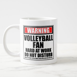 Waarschuwing Volleyball Fan Hard At Work stoort ni Extra Grote Beker