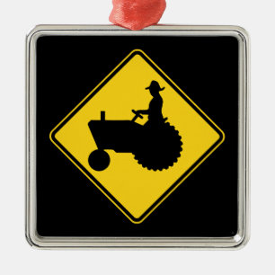 Waarschuwing voor Funny Boerderij Tractor Road Metalen Ornament