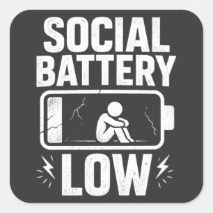 Waarschuwing voor lage sociale batterij vierkante sticker