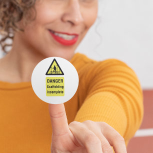 Waarschuwing voor onvolledige plaats van gevaarsca ronde sticker