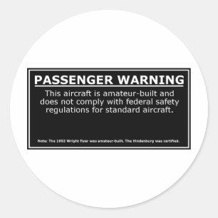 WAARSCHUWING VOOR PASSAGIERS RONDE STICKER