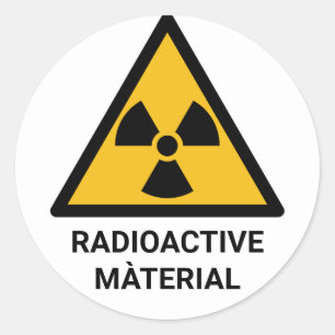 Waarschuwing voor radioactief materiaal, ioniseren ronde sticker