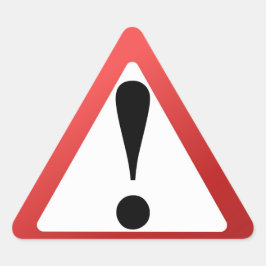 Waarschuwing voor rode, zwarte en witte uitroeping driehoek sticker