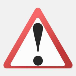 Waarschuwing voor rode, zwarte en witte uitroeping driehoek sticker