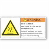 Waarschuwing Warm oppervlak-label Sticker (Voorkant)