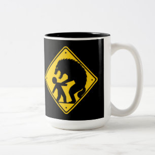 Waarschuwing weerwolven Verkeersbord Tweekleurige Koffiemok