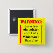 Waarschuwing: Willoos Sampler Vierkante Button 5,1 Cm (Voorkant /achterkant)