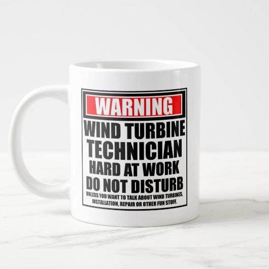 Waarschuwing windturbinetechnicus hard op het werk extra grote beker (Links)