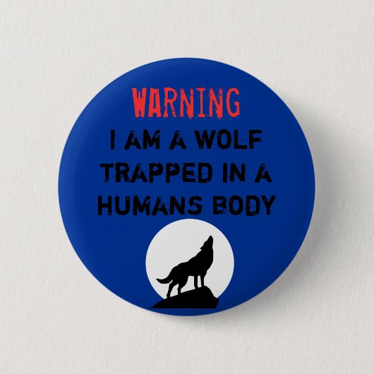 Waarschuwing wolf ronde button 5,7 cm (Voorkant)