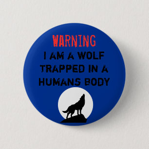 Waarschuwing wolf ronde button 5,7 cm