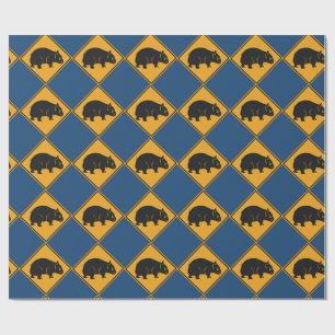 Waarschuwing Wombat Crossing Cadeaupapier