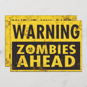 Waarschuwing Zombies Ahead Halloween Invitation Kaart