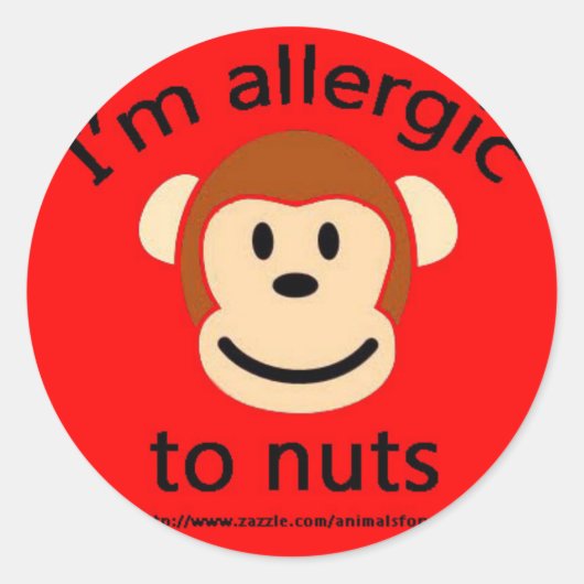 Waarschuwingsaap voor notenallergie ronde sticker (Voorkant)