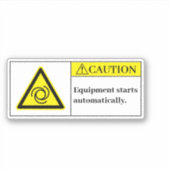 Waarschuwingsapparatuur begint label (Voorkant)