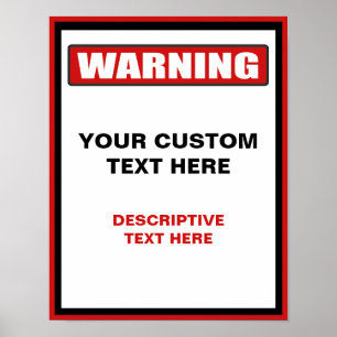 Waarschuwingsbord 11x14 Aangepast Poster