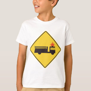 Waarschuwingsbord Gele Brandweerwagen T-shirt