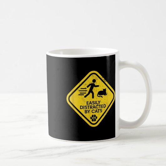 Waarschuwingsbord gemakkelijk afgeleid door katten koffiemok (Rechts)