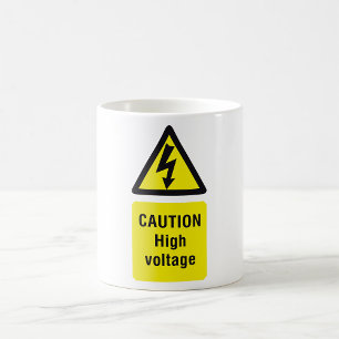 Waarschuwingsbord hoogspanning koffiemok