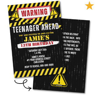 Waarschuwingsbord Teenie 13e verjaardag  Kaart